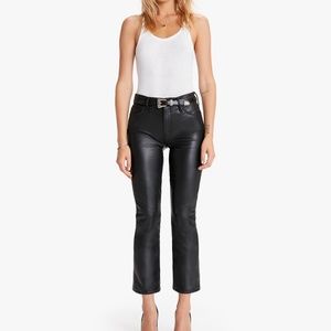 MOTHER The Insider Crop Black Faux Leather